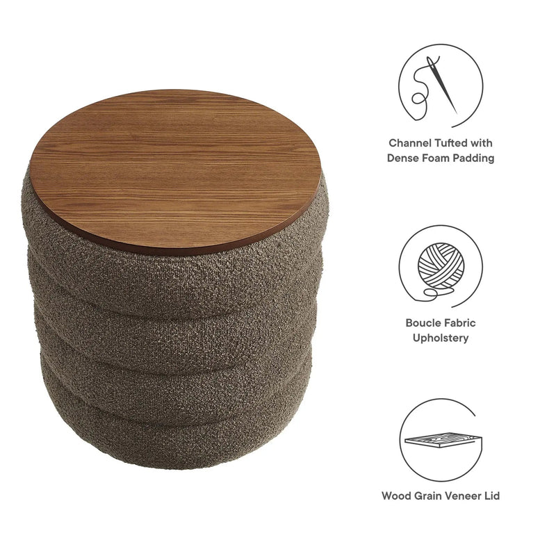 Mezzo Round Boucle Fabric Storage Ottoman by Modway by HouseOfZazla