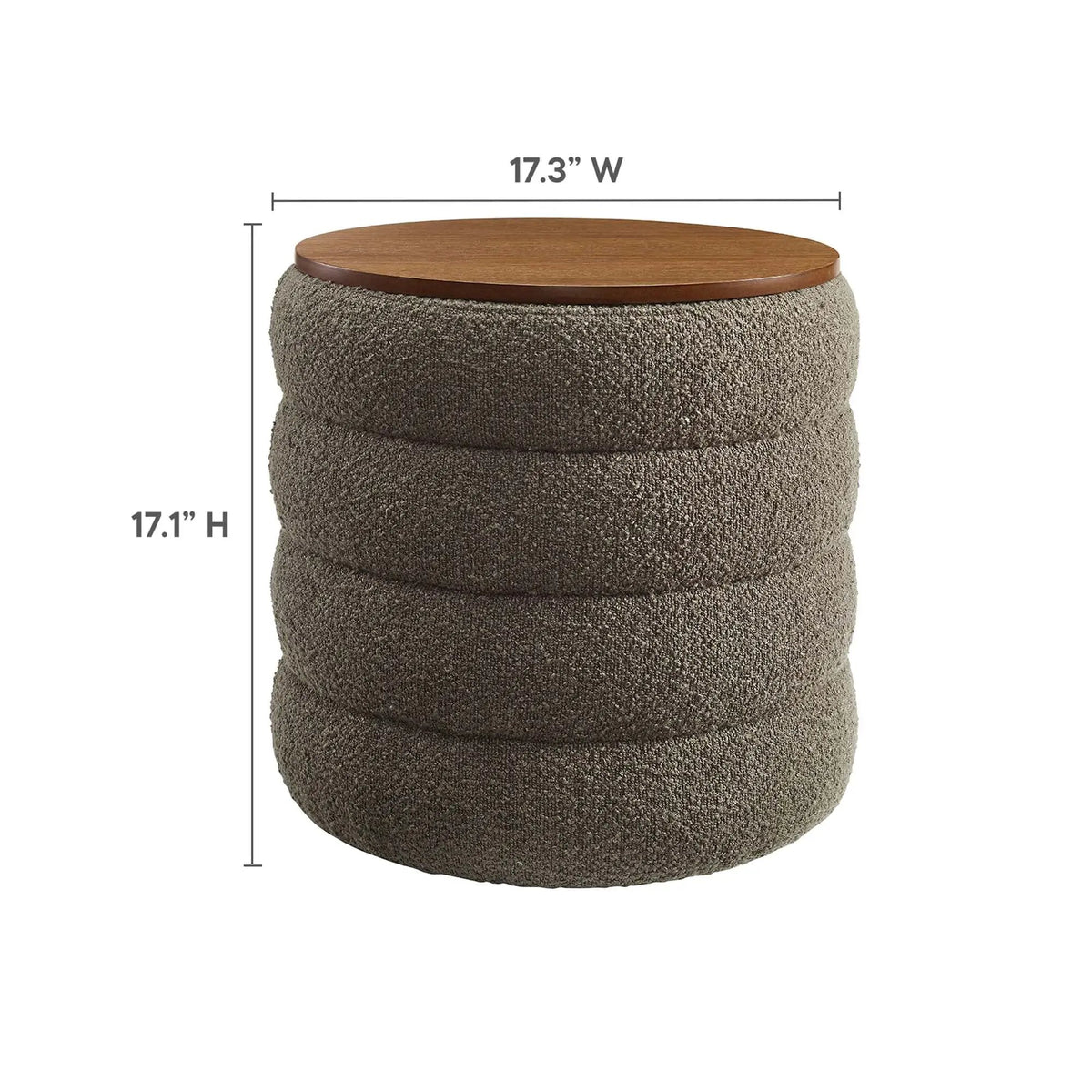 Mezzo Round Boucle Fabric Storage Ottoman by Modway by HouseOfZazla