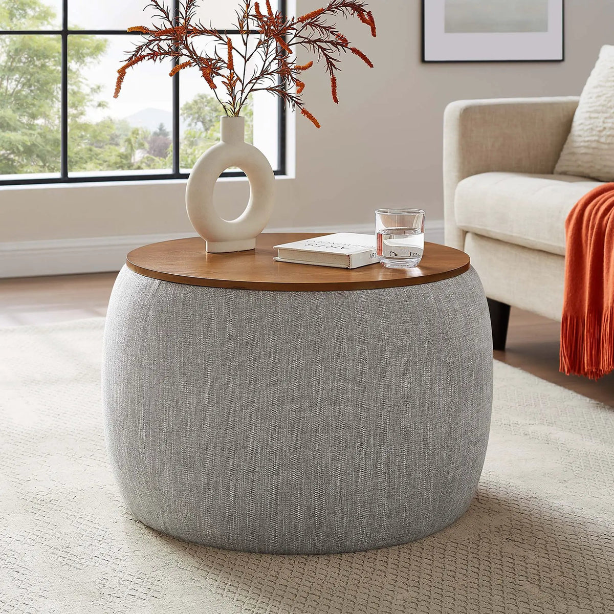 Perla Woven Heathered Fabric Upholstered Storage Ottoman by Modway by HouseOfZazla