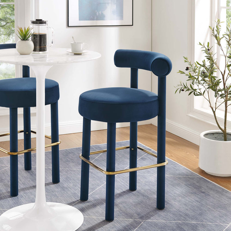 Toulouse Performance Velvet Bar Stool Set of 2 by Modway, photo 10 of 11