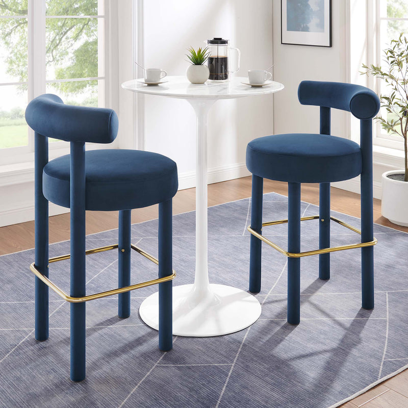 Toulouse Performance Velvet Bar Stool Set of 2 by Modway, photo 9 of 11