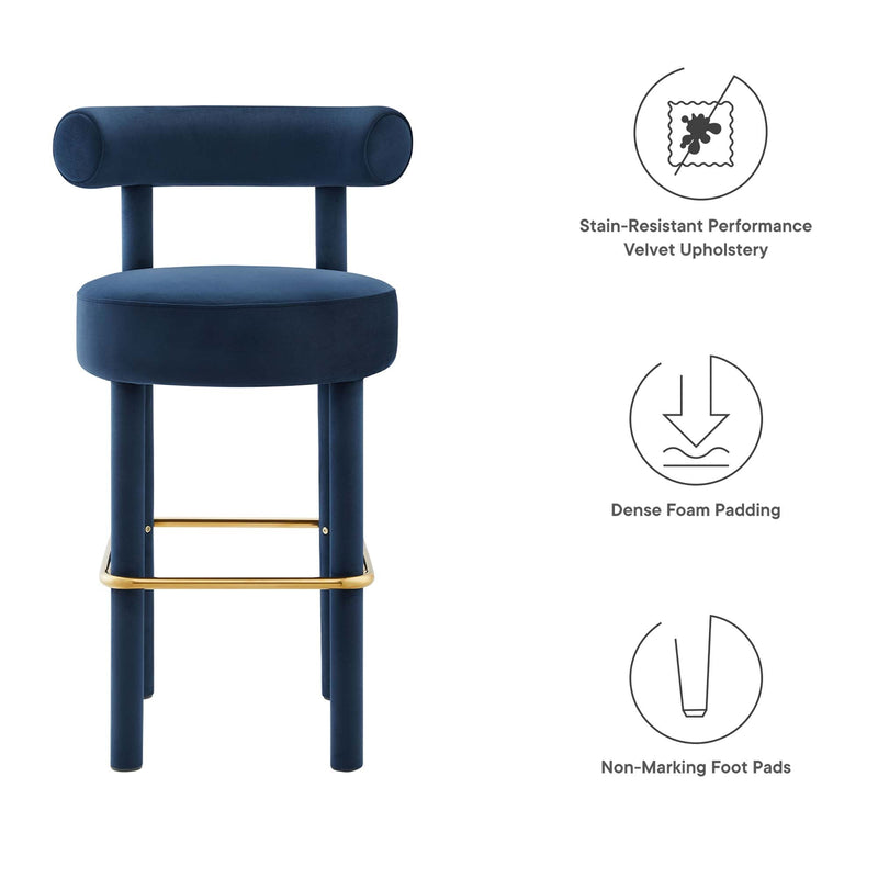Toulouse Performance Velvet Bar Stool Set of 2 by Modway, photo 2 of 11