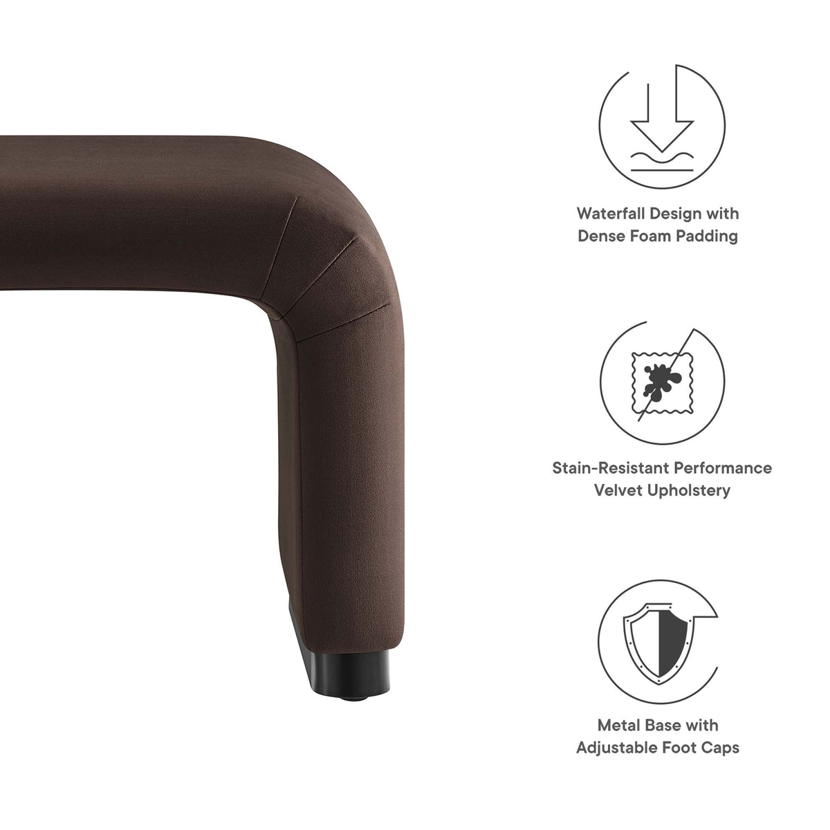 Koda Performance Velvet Waterfall Stool by Modway, photo 2 of 43