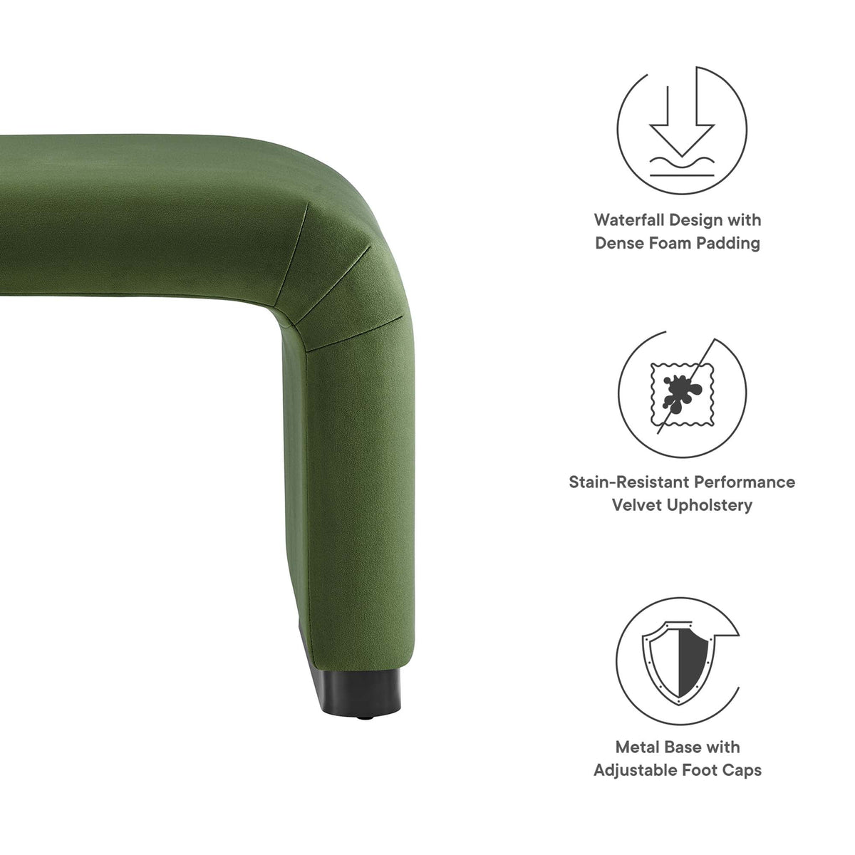 Koda Performance Velvet Waterfall Stool by Modway, photo 22 of 43