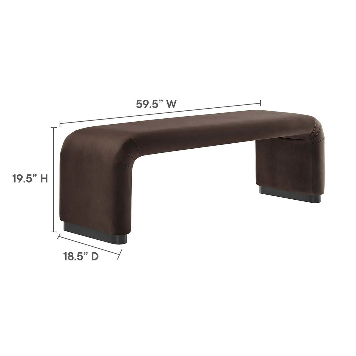 Koda Performance Velvet Waterfall Long Bench by Modway by HouseOfZazla
