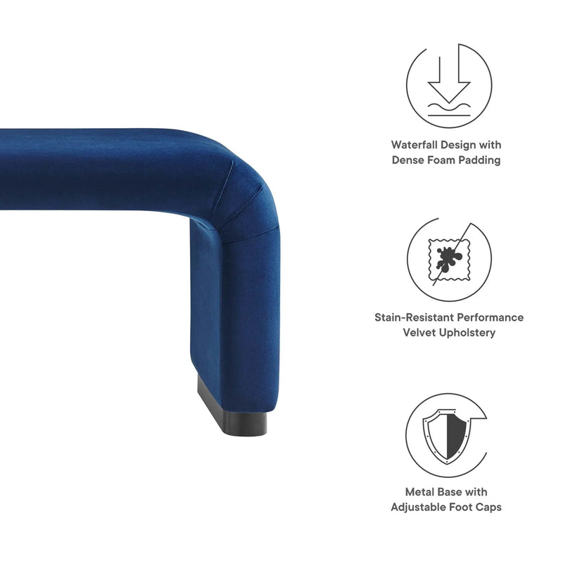 Koda Performance Velvet Waterfall Long Bench by Modway by HouseOfZazla
