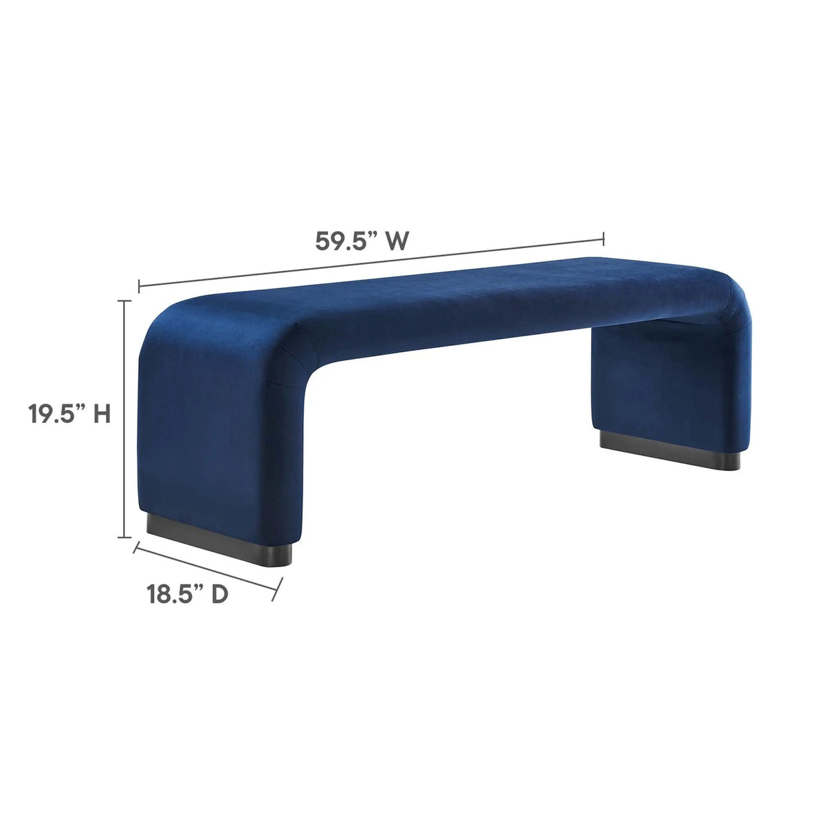 Koda Performance Velvet Waterfall Long Bench by Modway by HouseOfZazla