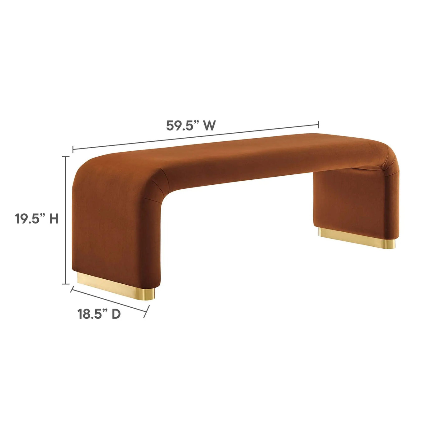 Koda Performance Velvet Waterfall Long Bench by Modway by HouseOfZazla