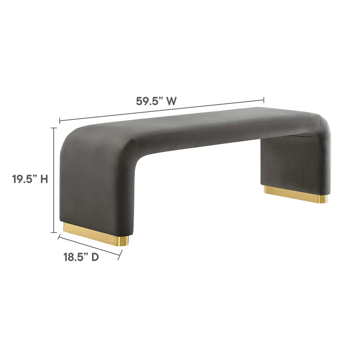 Koda Performance Velvet Waterfall Long Bench by Modway by HouseOfZazla