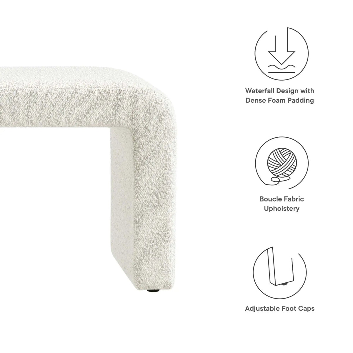 Simba Boucle Fabric Waterfall Long Bench by Modway by HouseOfZazla