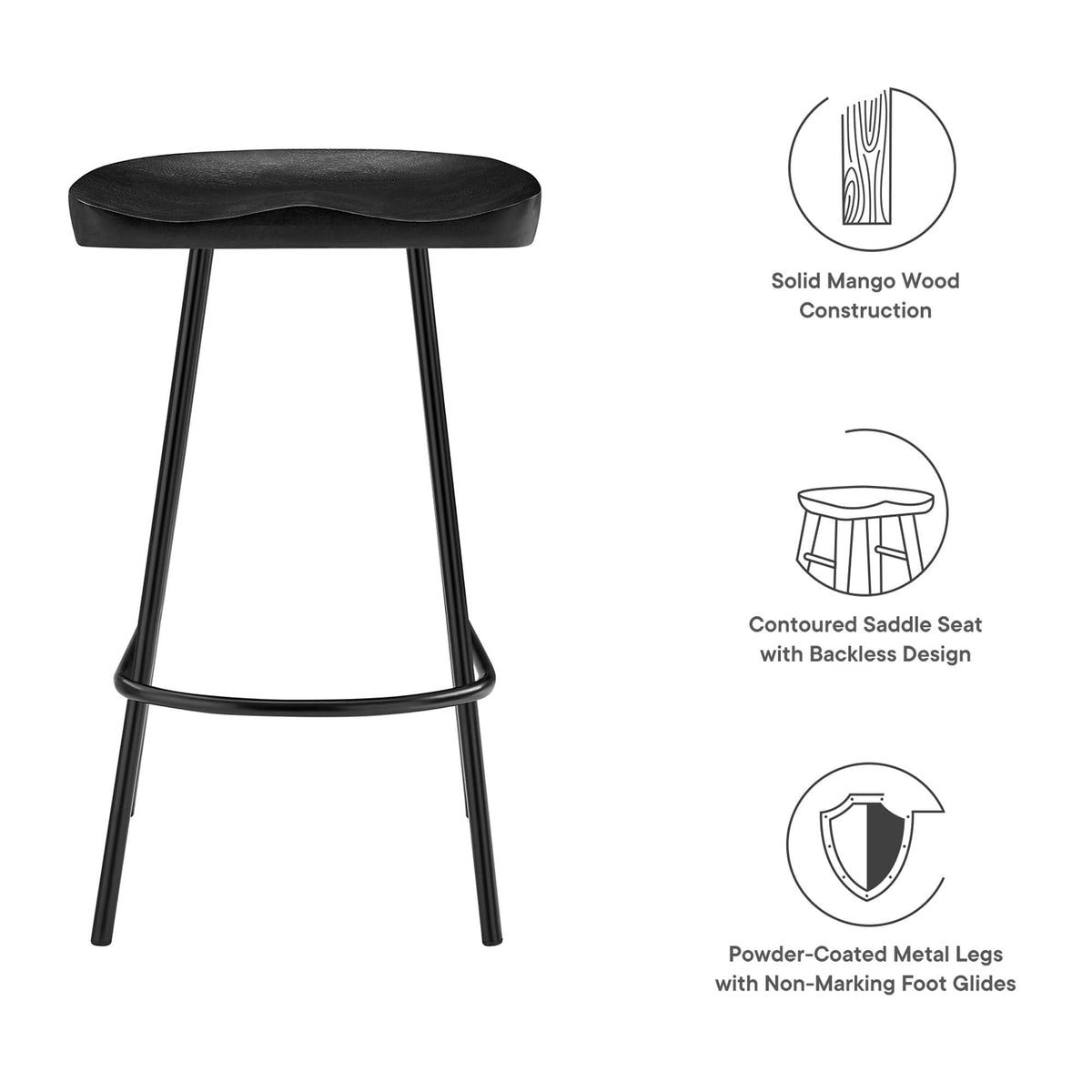 Concord Backless Wood Counter Stools Set of 2 by Modway, photo 2 of 30