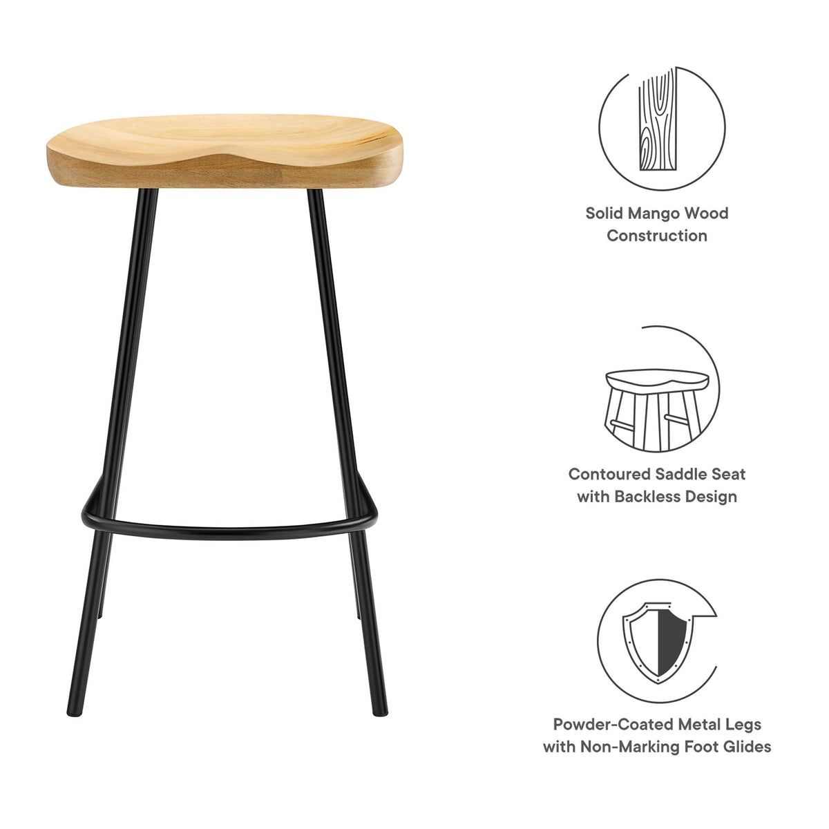 Concord Backless Wood Counter Stools Set of 2 by Modway, photo 12 of 30