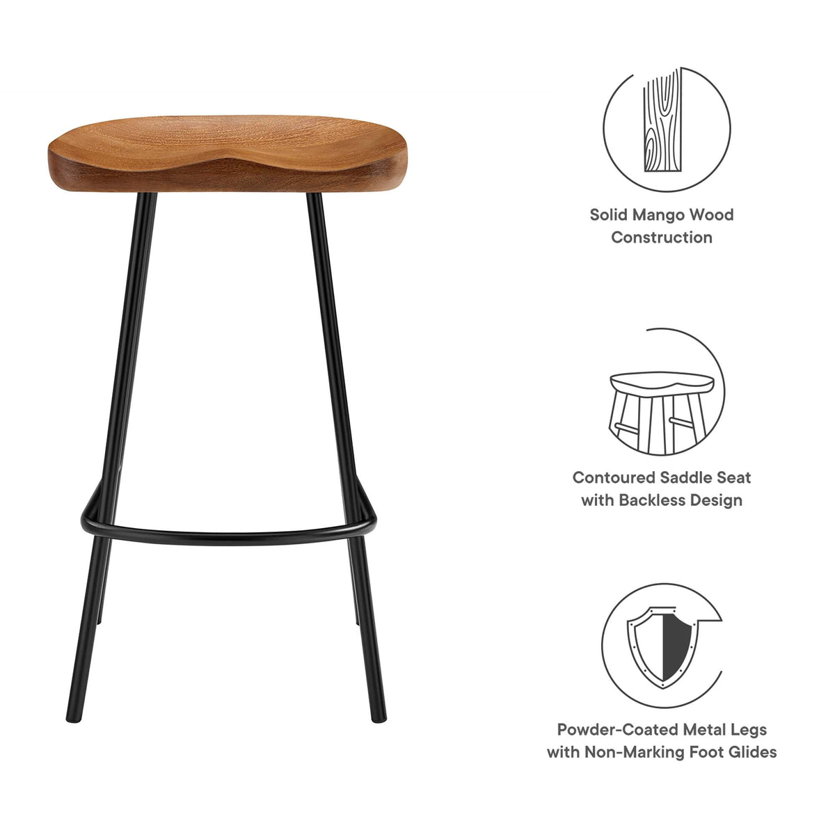 Concord Backless Wood Counter Stools Set of 2 by Modway, photo 22 of 30
