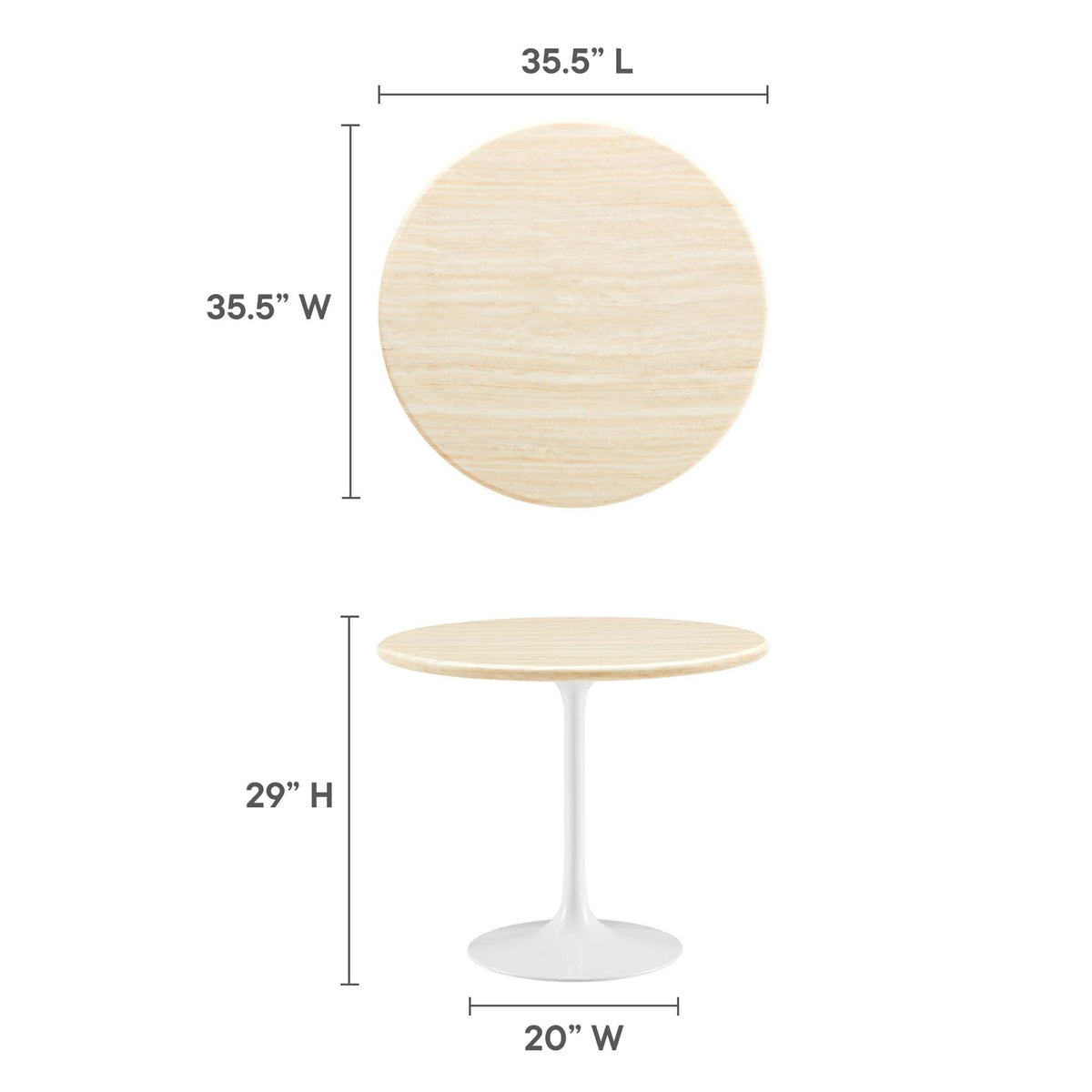 Lippa Round Faux Travertine Dining Table by Modway, photo 4 of 24