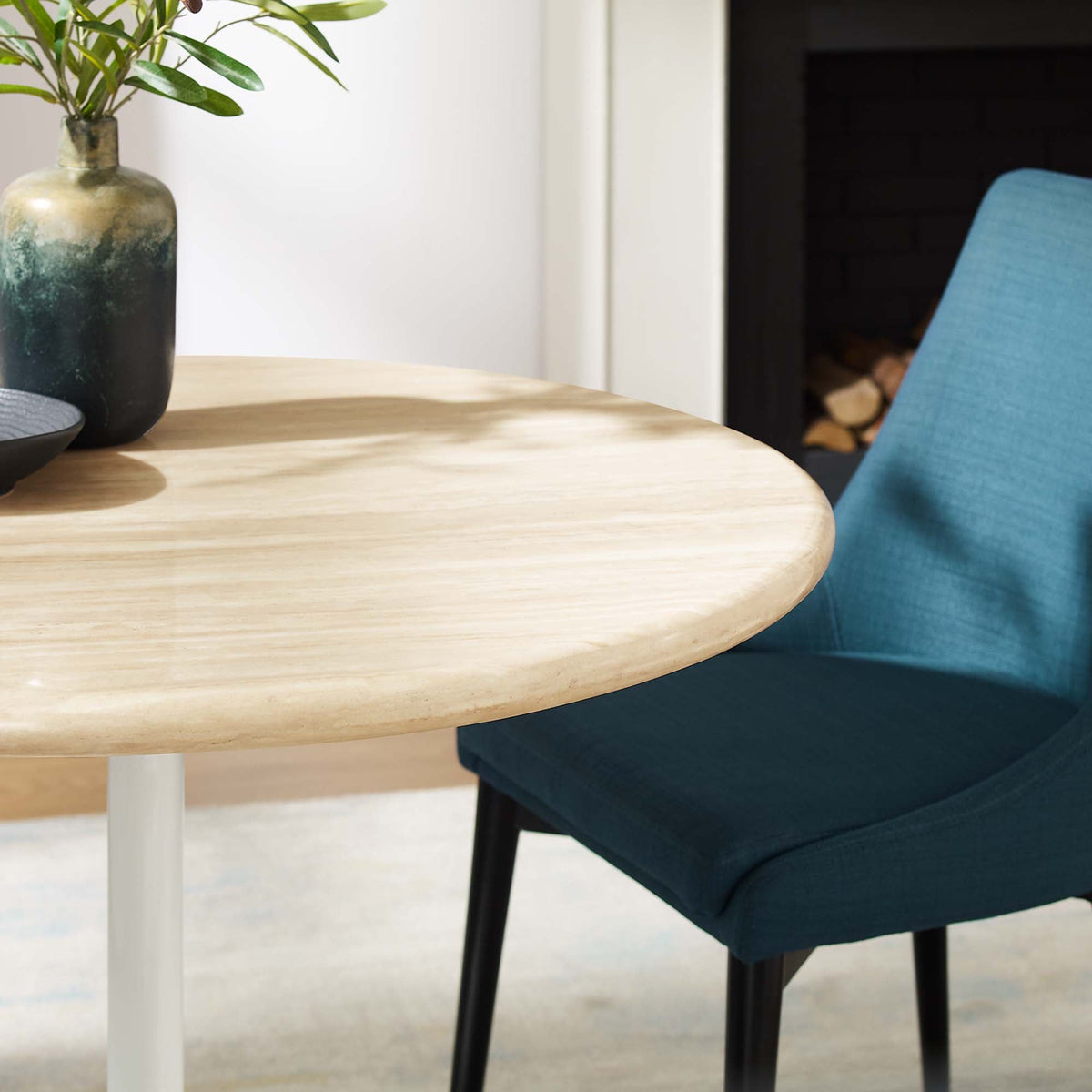 Lippa Round Faux Travertine Dining Table by Modway, photo 8 of 24