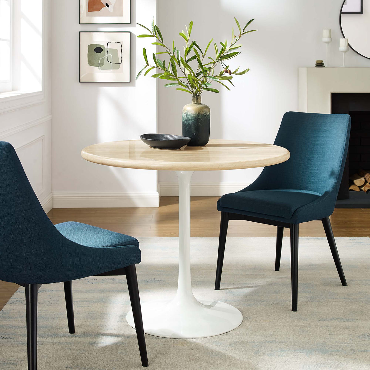 Lippa Round Faux Travertine Dining Table by Modway, photo 7 of 24