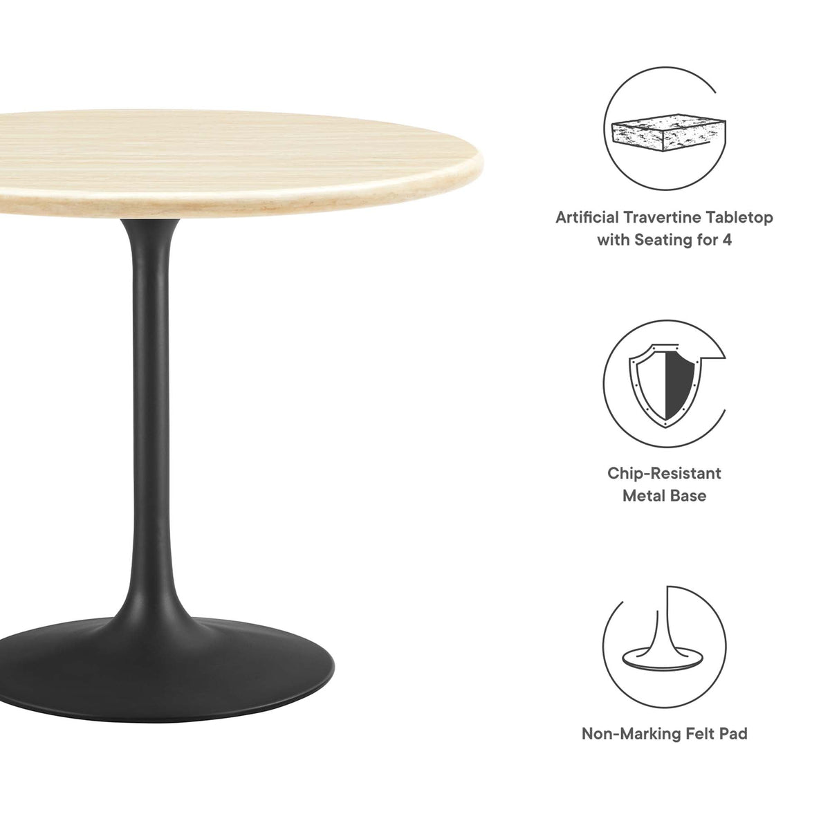 Lippa Round Faux Travertine Dining Table by Modway, photo 10 of 24