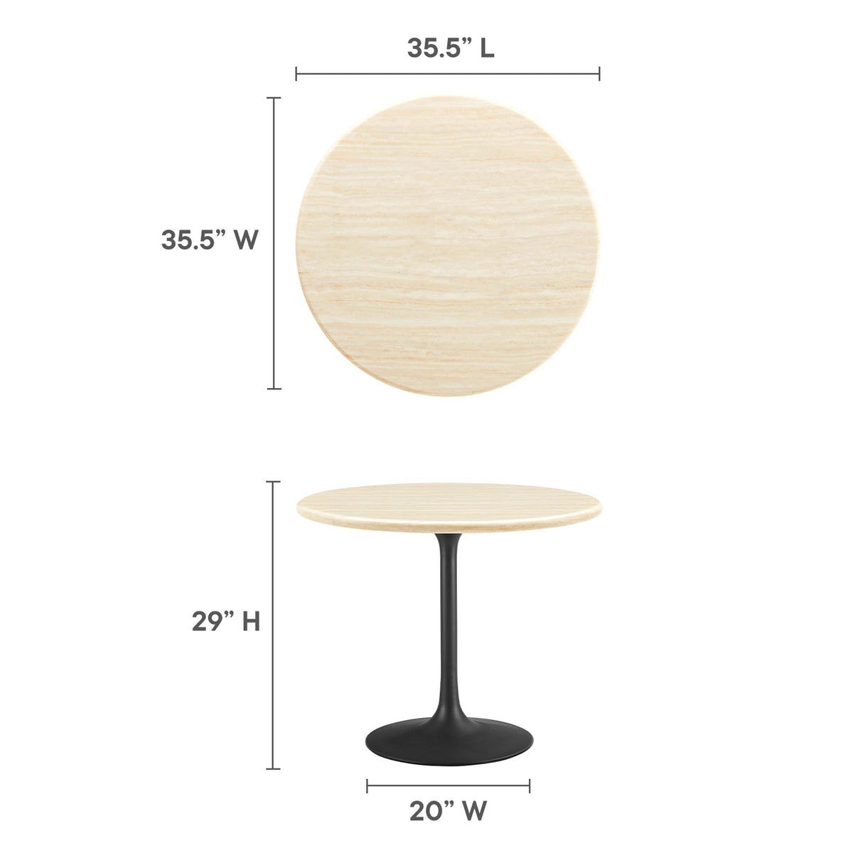 Lippa Round Faux Travertine Dining Table by Modway, photo 12 of 24