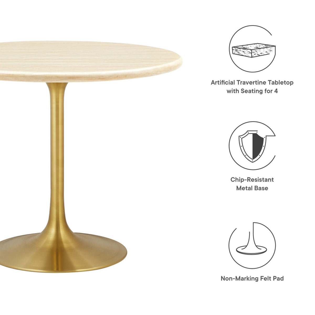 Lippa Round Faux Travertine Dining Table by Modway, photo 20 of 24