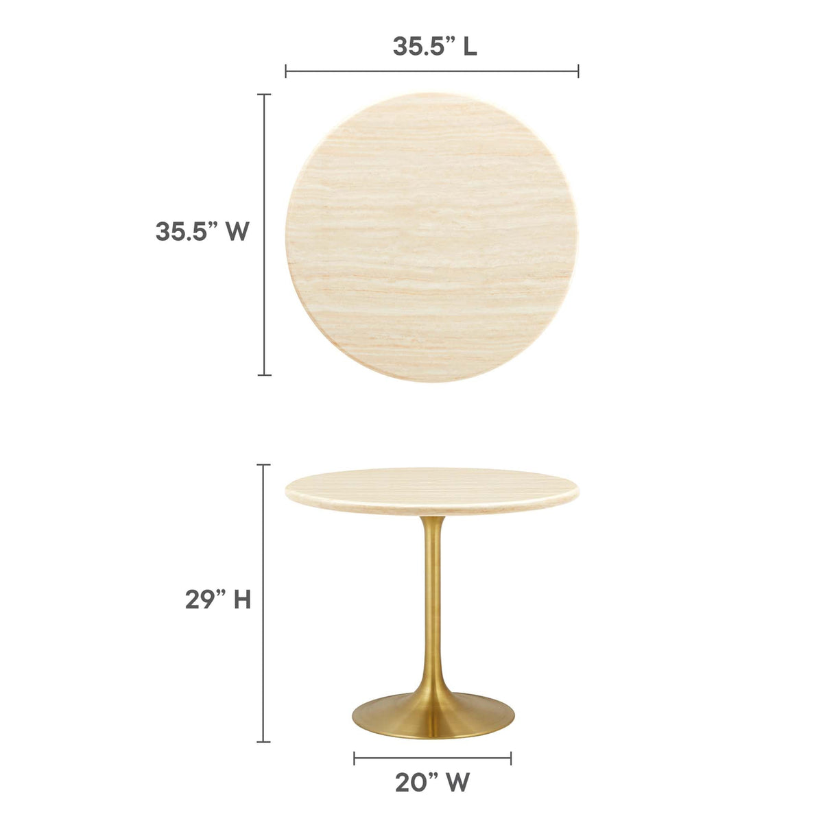 Lippa Round Faux Travertine Dining Table by Modway, photo 21 of 24