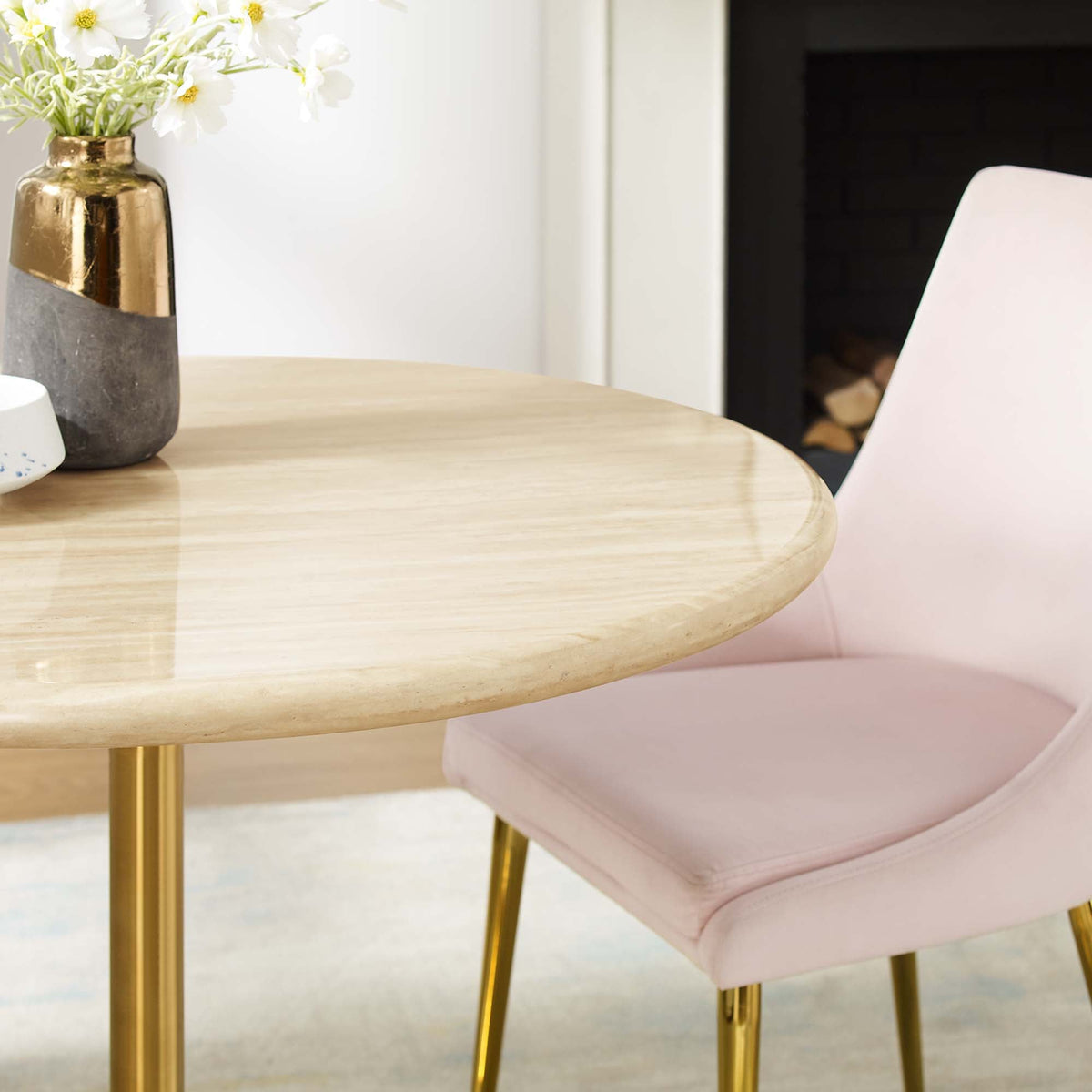 Lippa Round Faux Travertine Dining Table by Modway, photo 23 of 24