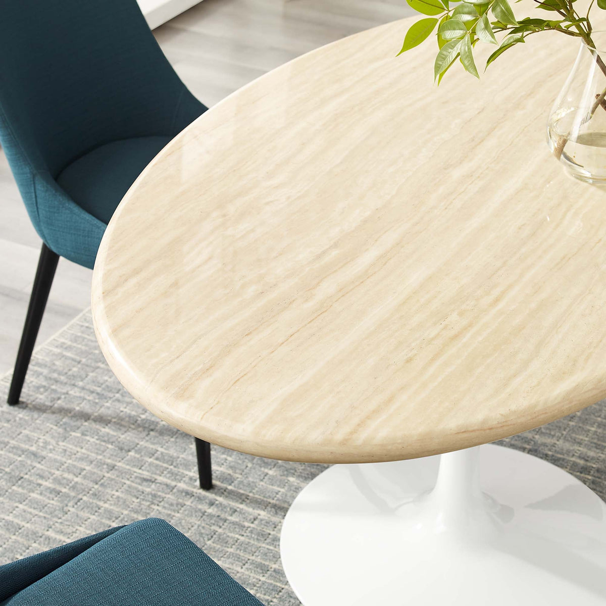 Lippa Oval Faux Travertine Dining Table by Modway, photo 7 of 24