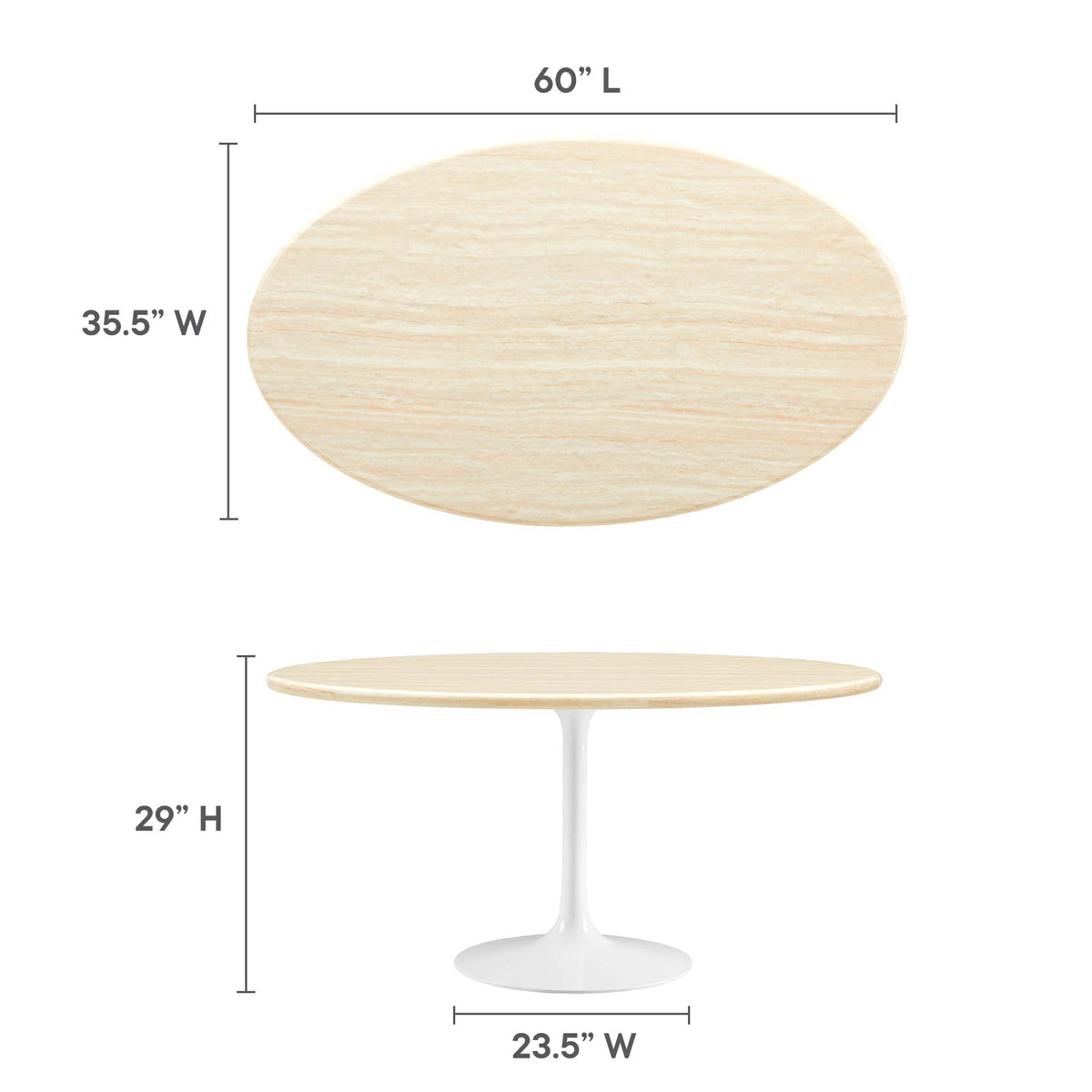 Lippa Oval Faux Travertine Dining Table by Modway, photo 3 of 24