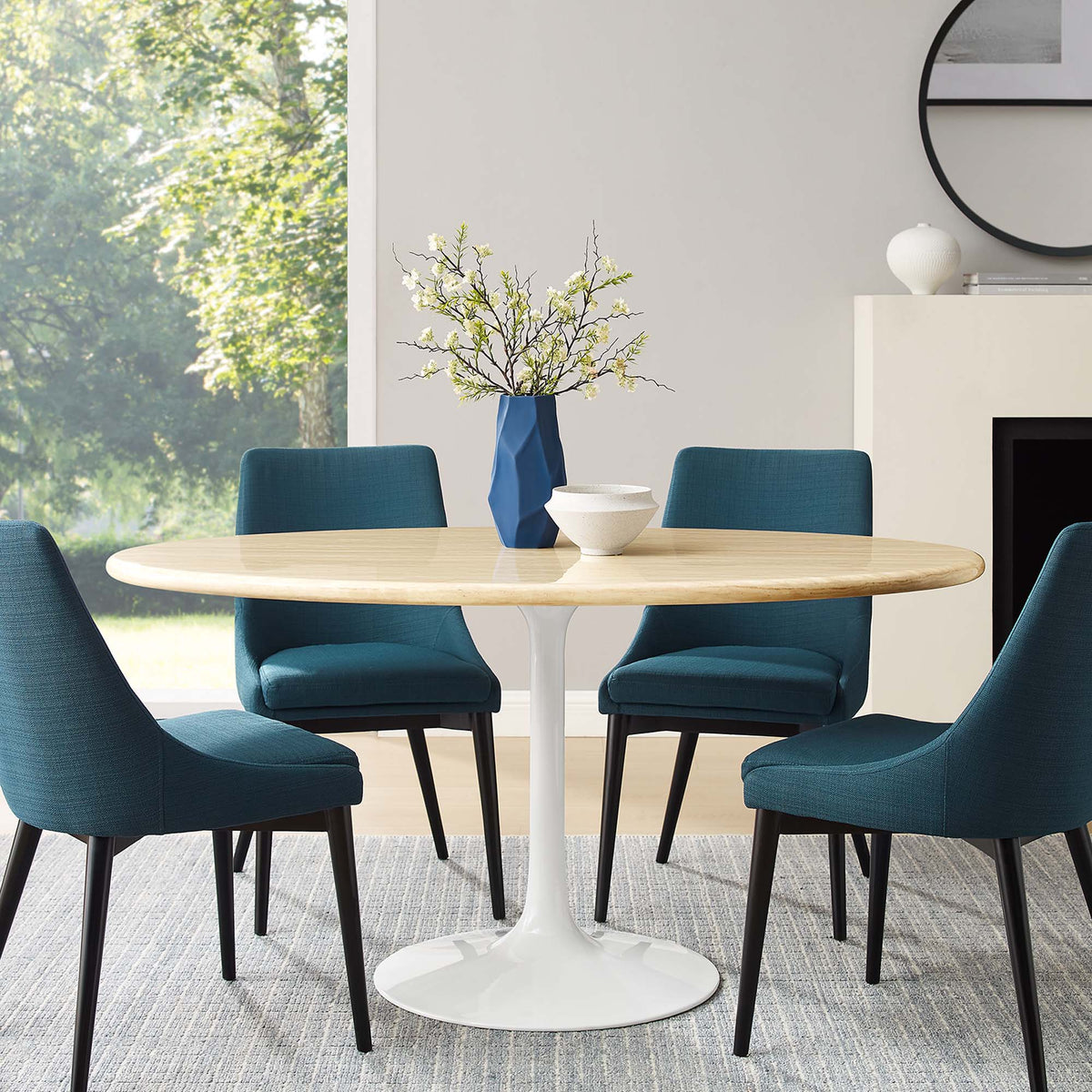 Lippa Oval Faux Travertine Dining Table by Modway, photo 8 of 24