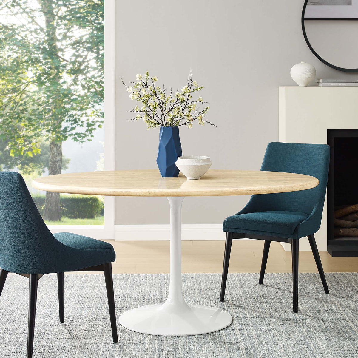 Lippa Oval Faux Travertine Dining Table by Modway, photo 6 of 24