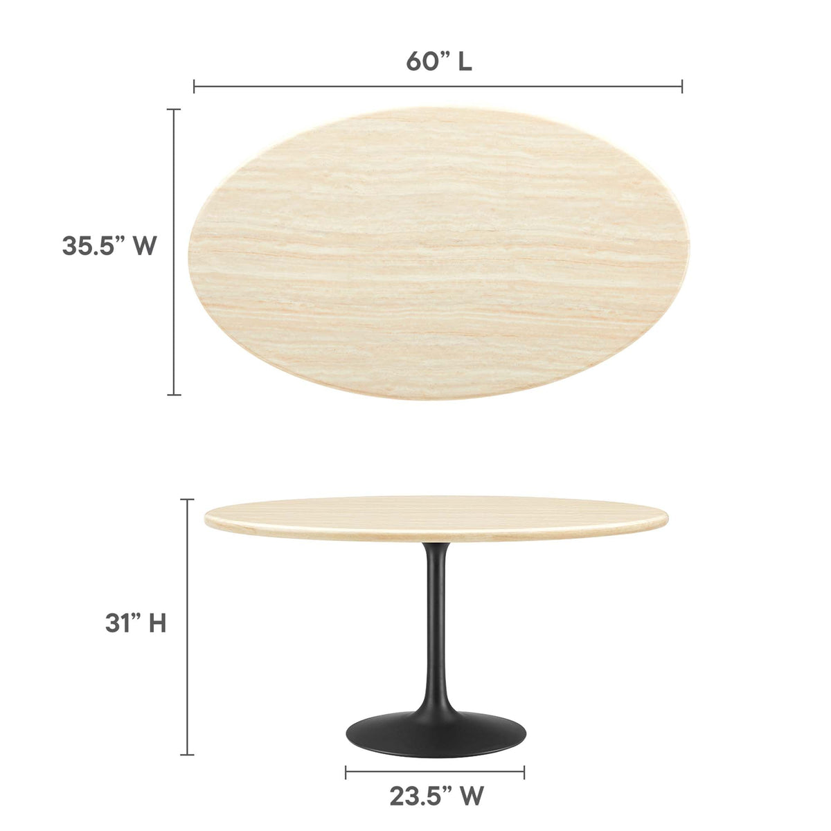 Lippa Oval Faux Travertine Dining Table by Modway, photo 11 of 24