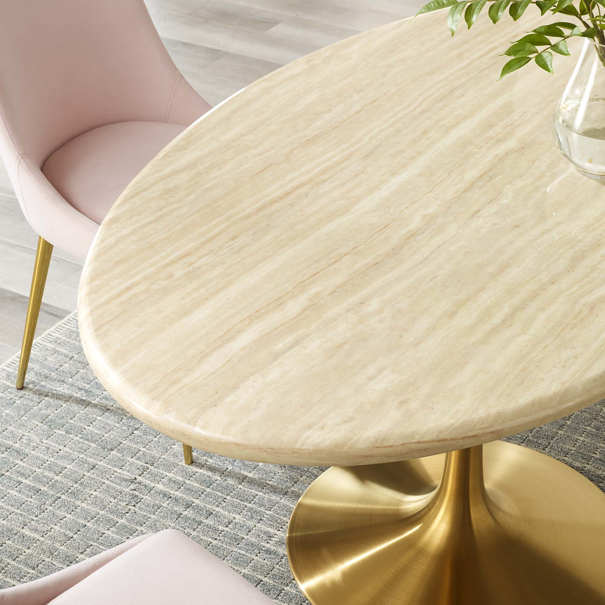 Lippa Oval Faux Travertine Dining Table by Modway, photo 23 of 24