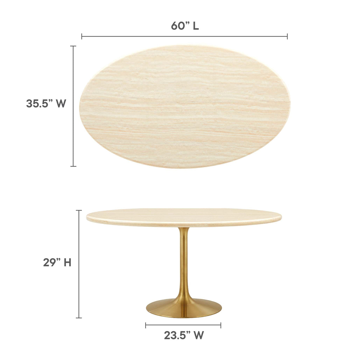 Lippa Oval Faux Travertine Dining Table by Modway, photo 19 of 24