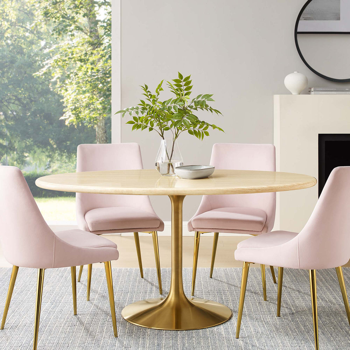 Lippa Oval Faux Travertine Dining Table by Modway, photo 24 of 24