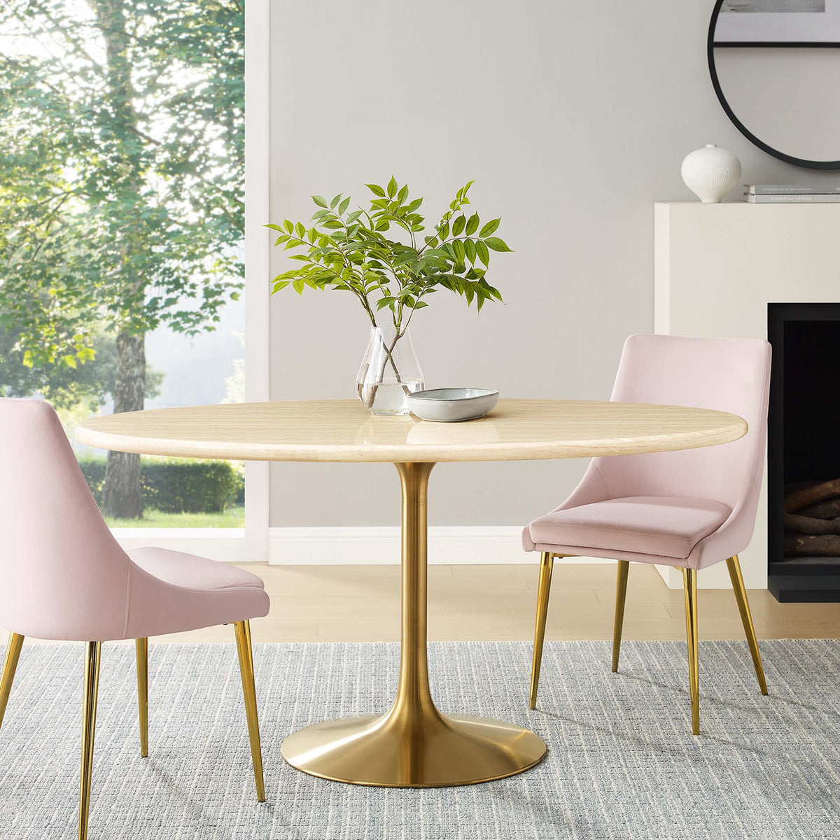 Lippa Oval Faux Travertine Dining Table by Modway, photo 22 of 24