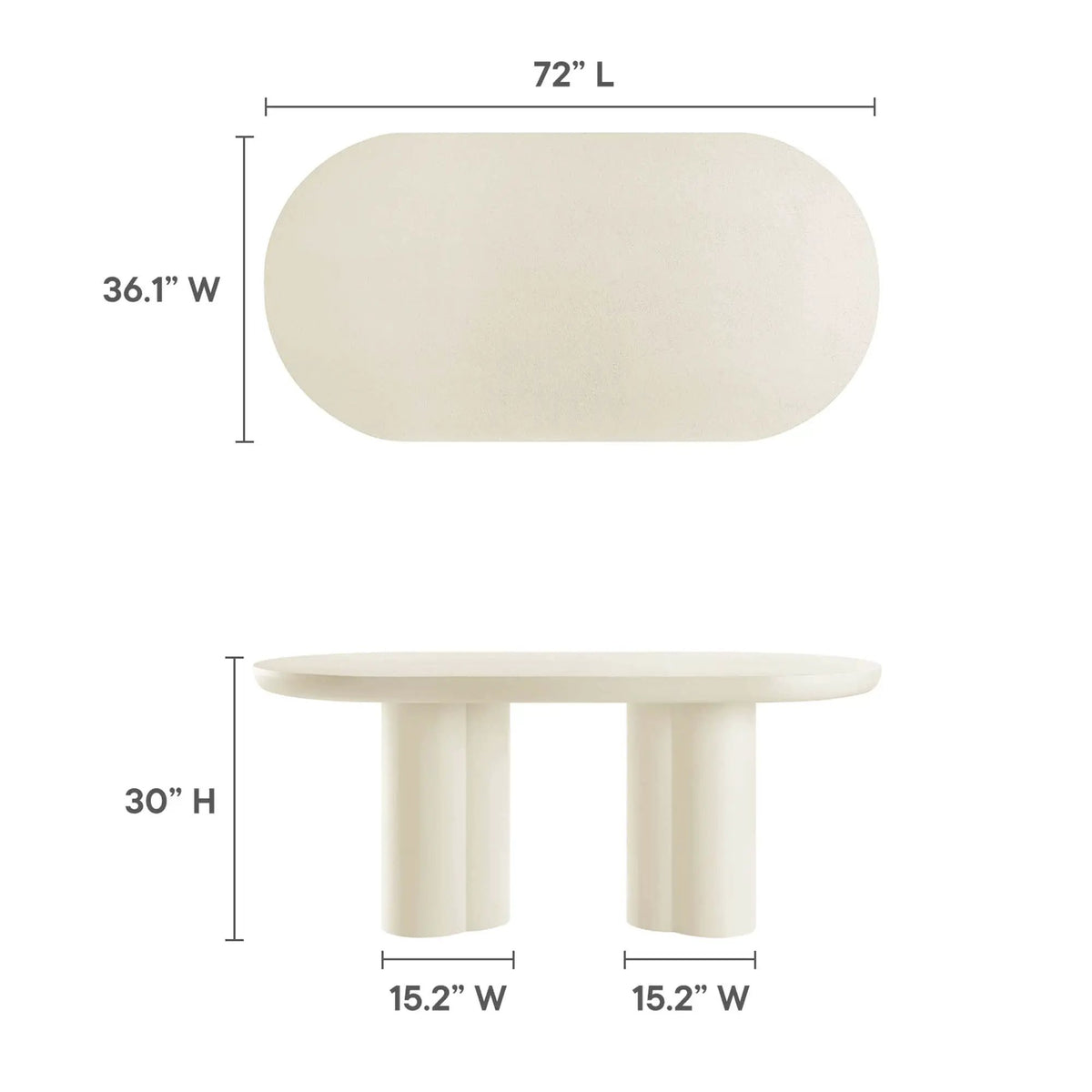 Caspian 72" Oval Concrete Dining Table by Modway by HouseOfZazla