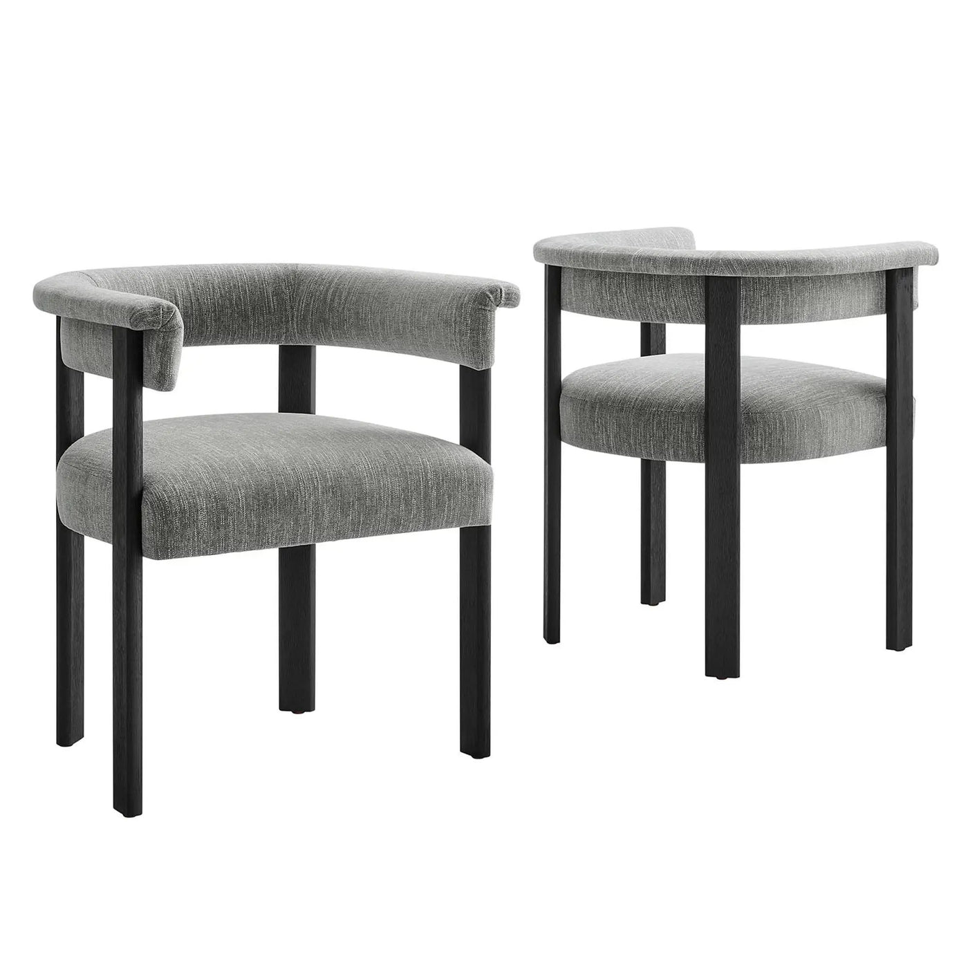 Imogen Fabric Upholstered Barrel Dining Chairs Set of 2 by HouseOfZazla