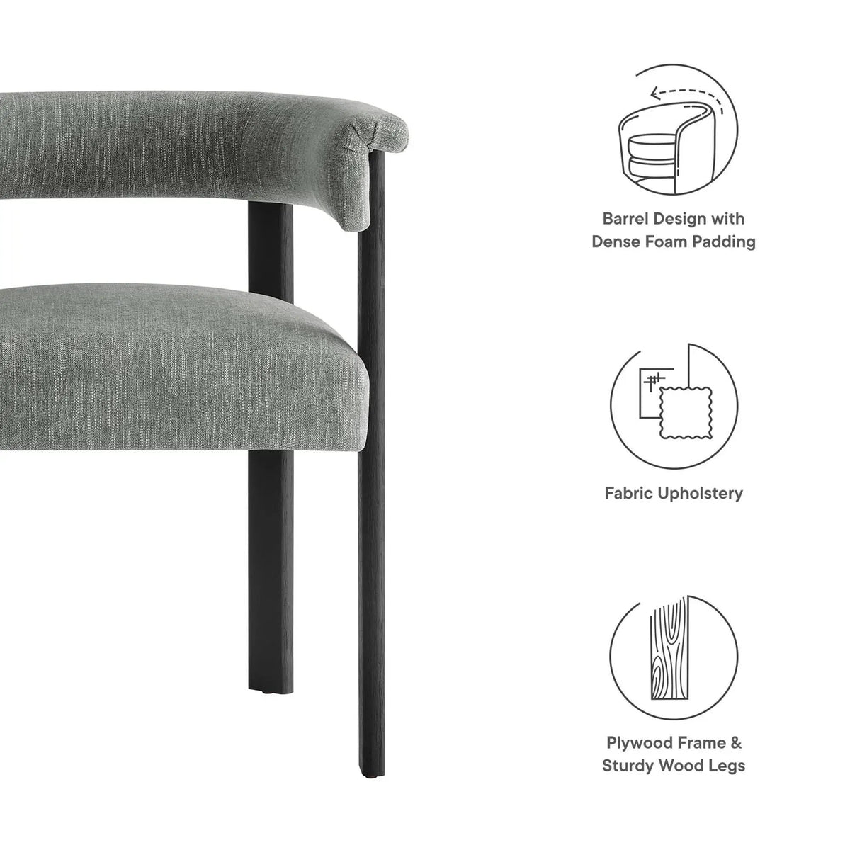 Imogen Fabric Upholstered Barrel Dining Chairs Set of 2 by HouseOfZazla