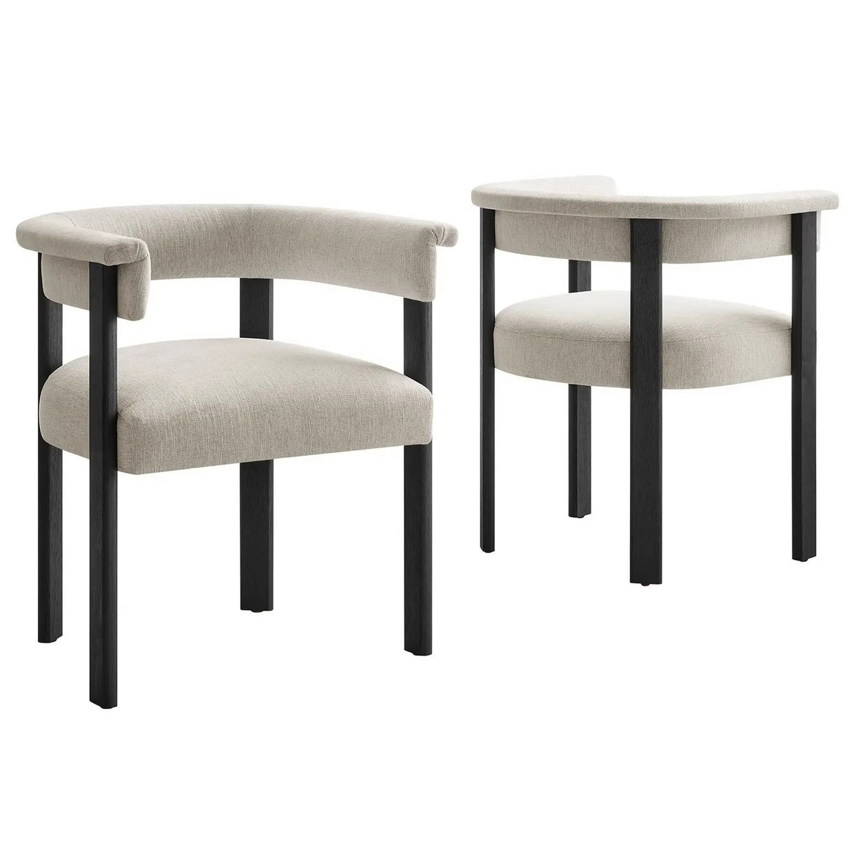 Imogen Fabric Upholstered Barrel Dining Chairs Set of 2 by HouseOfZazla