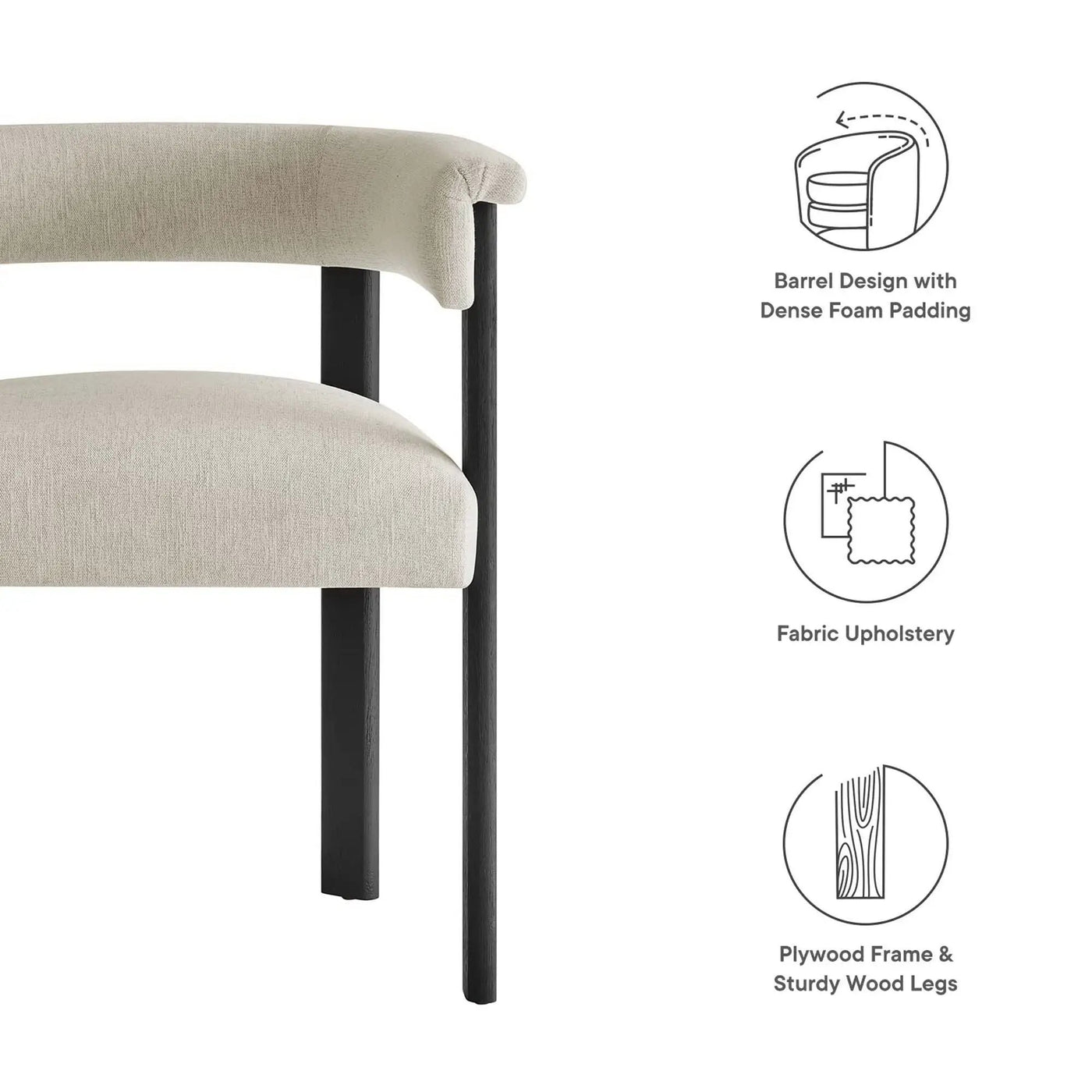 Imogen Fabric Upholstered Barrel Dining Chairs Set of 2 by HouseOfZazla