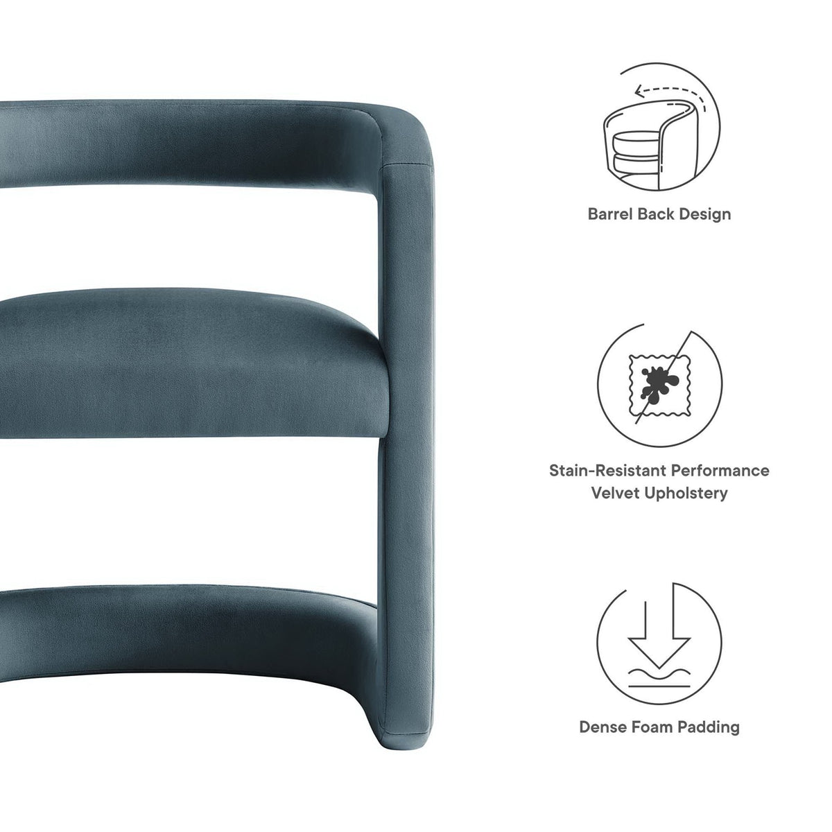 Winslow Performance Velvet Barrel Accent Chair by Modway, photo 13 of 42