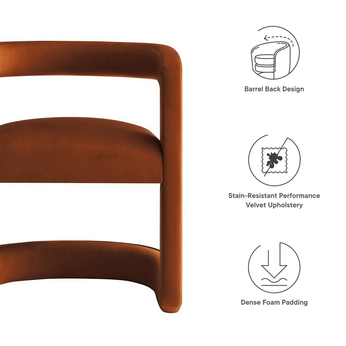 Winslow Performance Velvet Barrel Accent Chair by Modway, photo 33 of 42