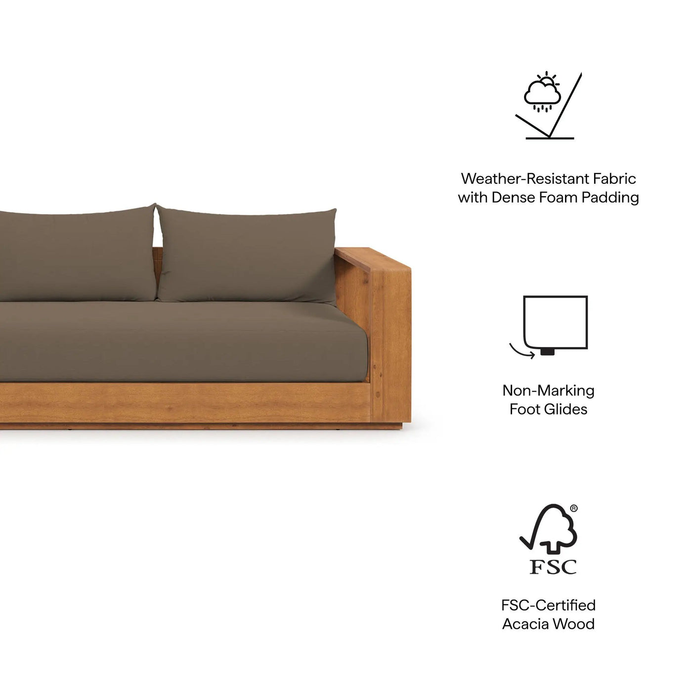 Tahoe Outdoor Patio Acacia Wood Ottoman by Modway by HouseOfZazla
