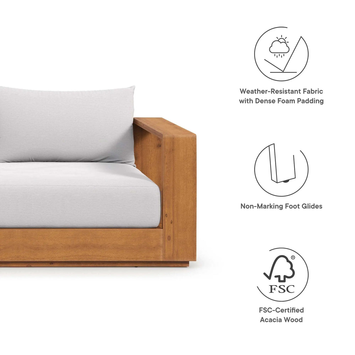 Tahoe Outdoor Patio Acacia Wood Ottoman by Modway by HouseOfZazla