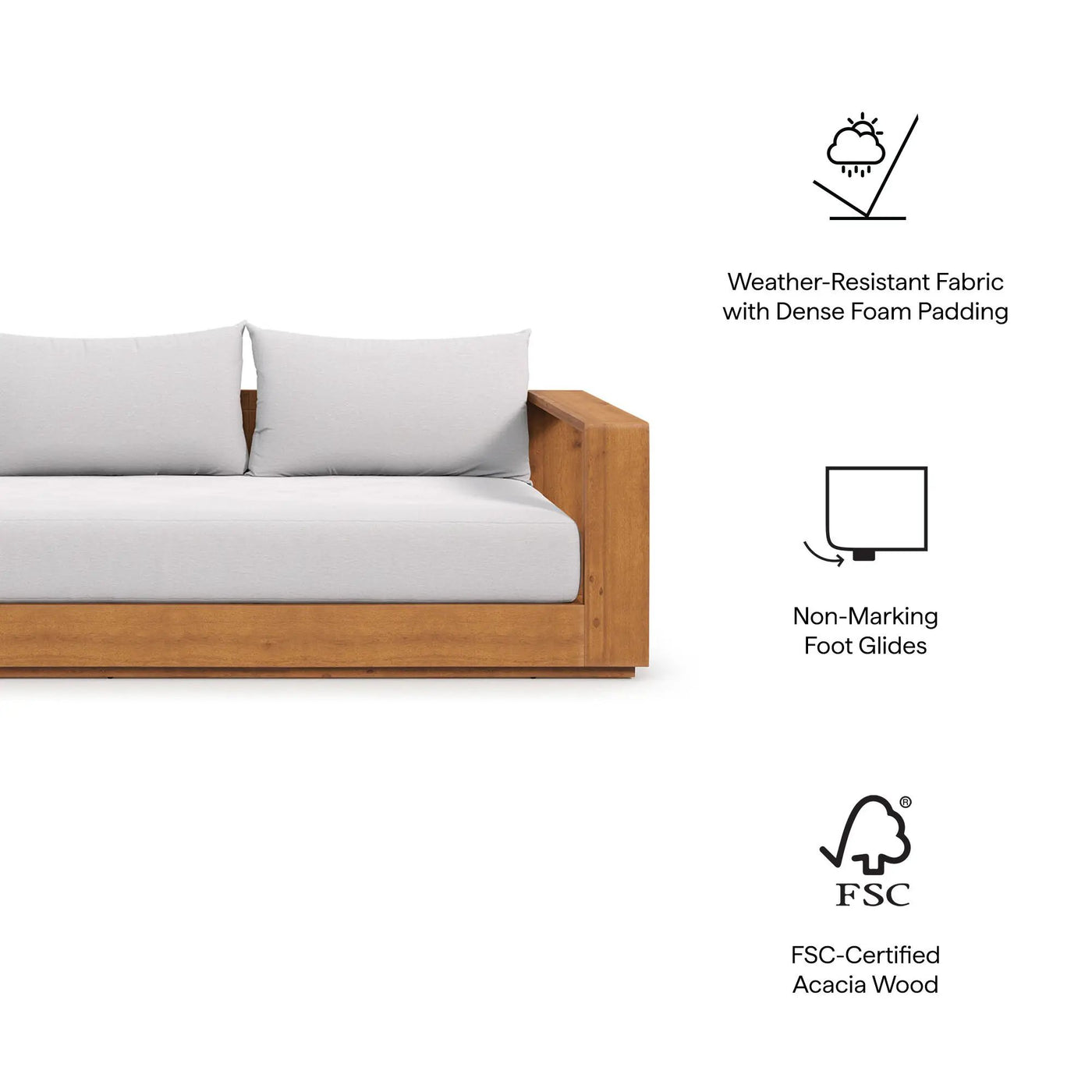 Tahoe Outdoor Patio Acacia Wood Ottoman by Modway by HouseOfZazla