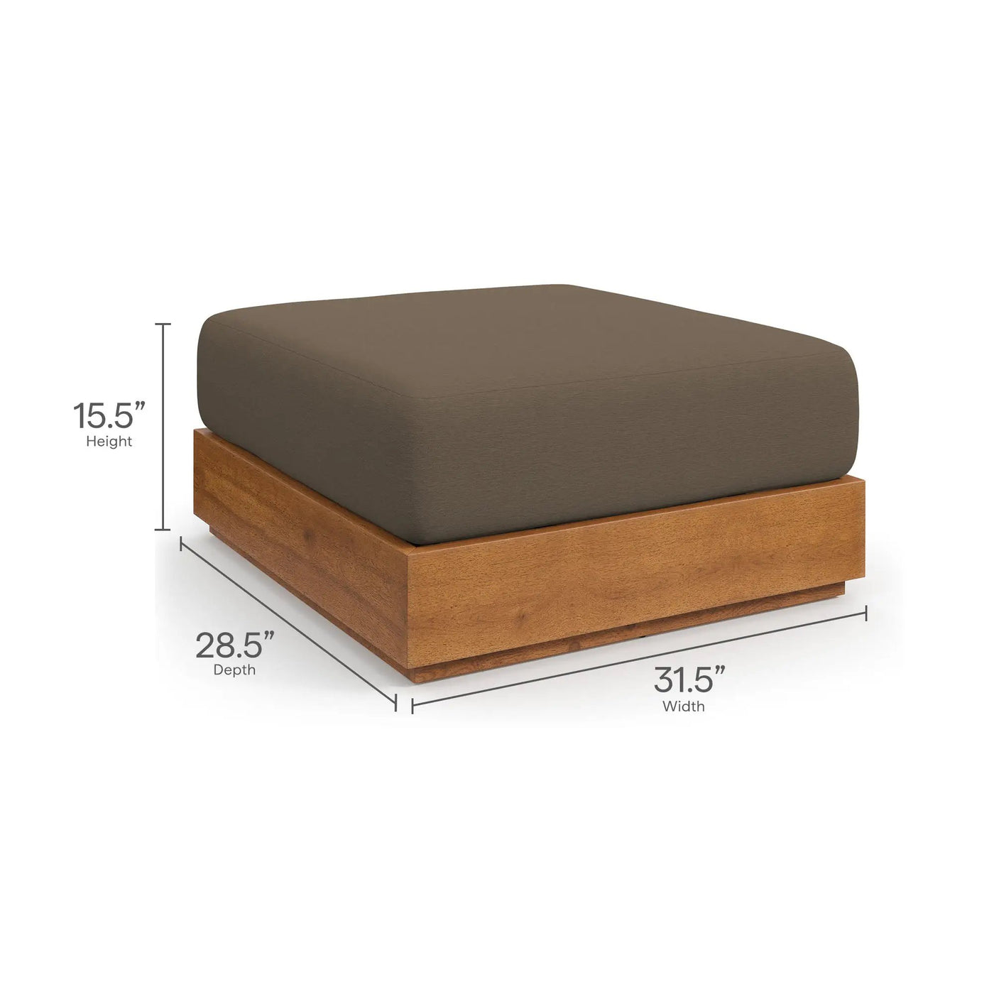 Tahoe Outdoor Patio Acacia Wood Ottoman by Modway by HouseOfZazla