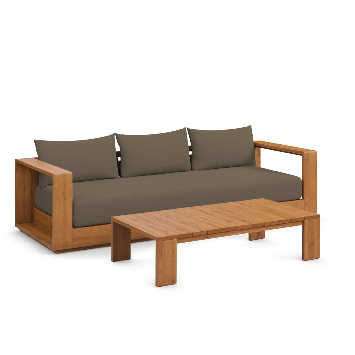 Tahoe 2-Piece Outdoor Patio Acacia Wood Sofa and Coffee Table Set by Modway by HouseOfZazla