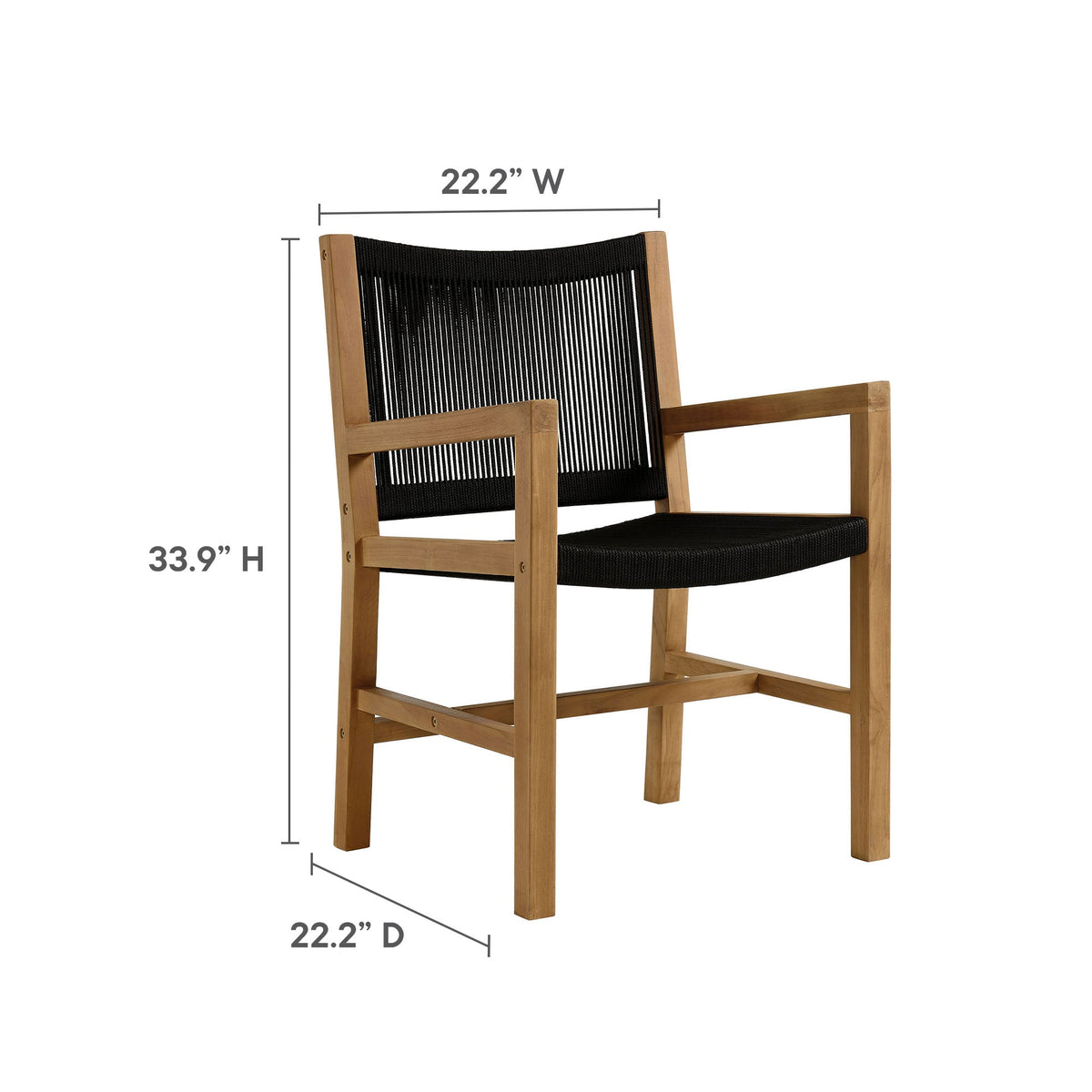 Vienna Outdoor Patio Teak and Rope Dining Armchairs Set of 2 by Modway, photo 3 of 20