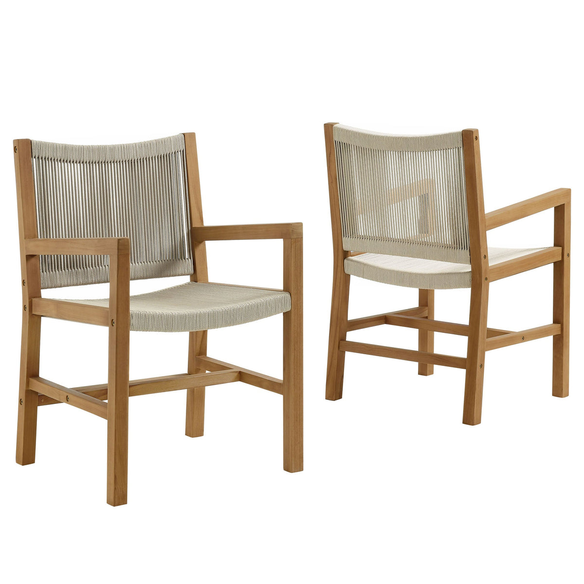 Vienna Outdoor Patio Teak and Rope Dining Armchairs Set of 2 by Modway, photo 11 of 20