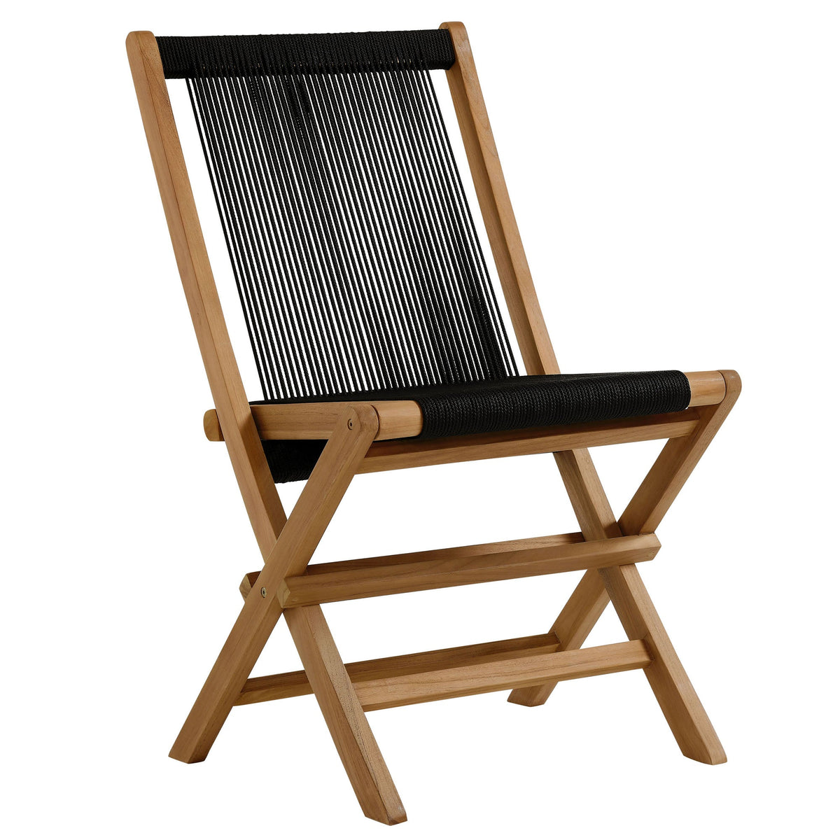 Vienna Outdoor Patio Teak and Rope Folding Chairs Set of 4 by Modway, photo 4 of 22
