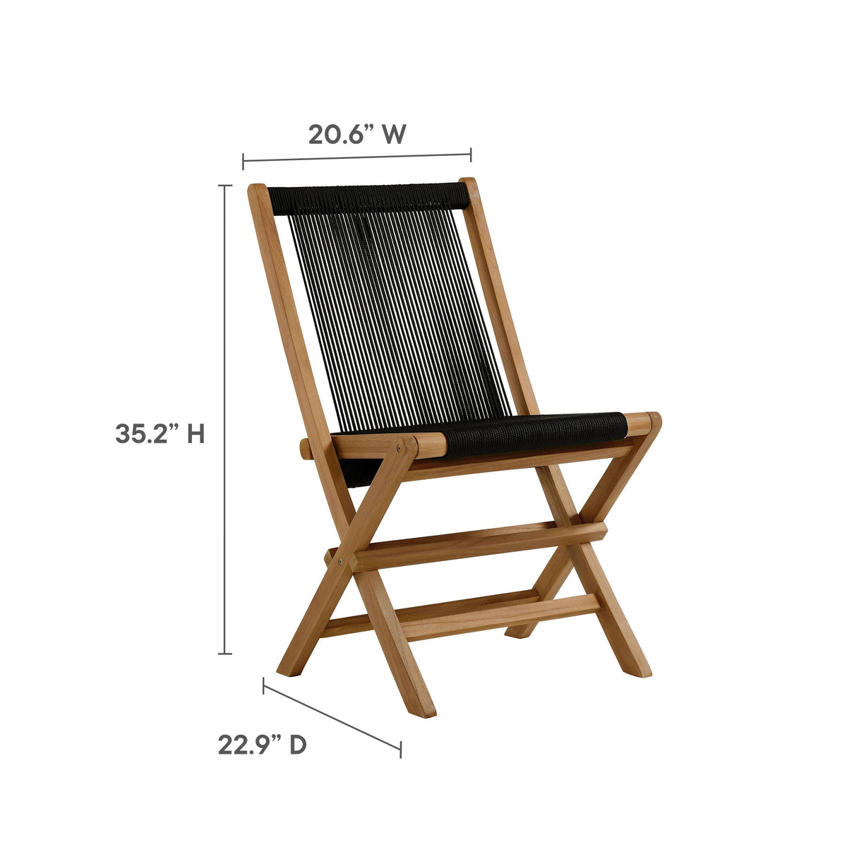 Vienna Outdoor Patio Teak and Rope Folding Chairs Set of 4 by Modway, photo 2 of 22